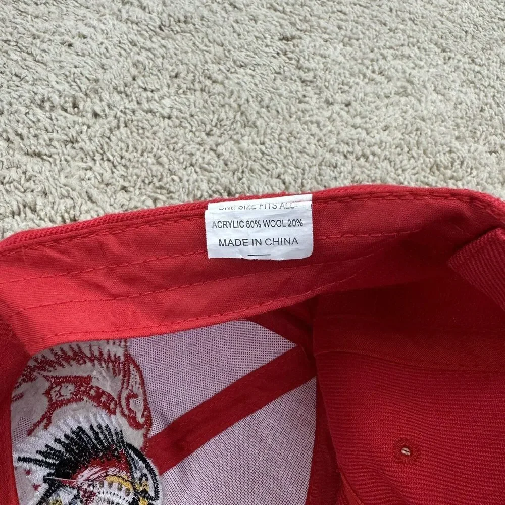 Native Pride American Indian Hat Red‎ Adjustable Strap Chief Feathers Eagle Cap